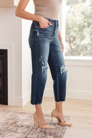 Whitney High Rise Distressed Wide Leg Crop Jeans - Fashion Are Us, LLC