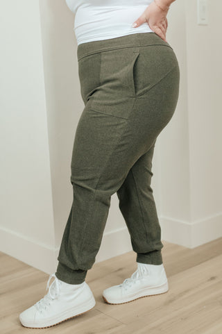 Where Are You High Rise Joggers in Olive - Fashion Are Us 