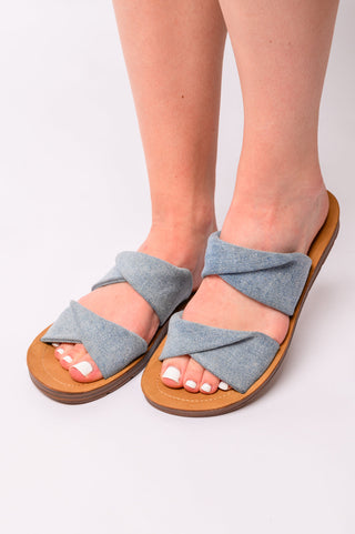 With a Twist Sandal in Denim - Fashion Are Us 