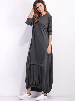 Full Size Round Neck Long Sleeve Sweatshirt Dress Trendsi