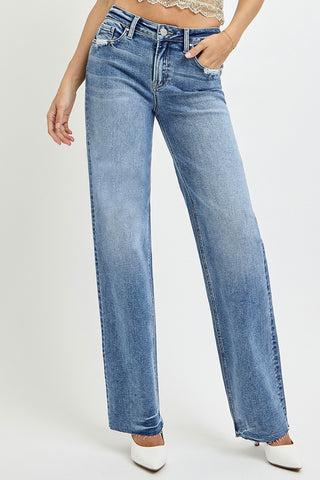 RISEN Full Size High Rise Straight Leg Jeans with Pockets Trendsi