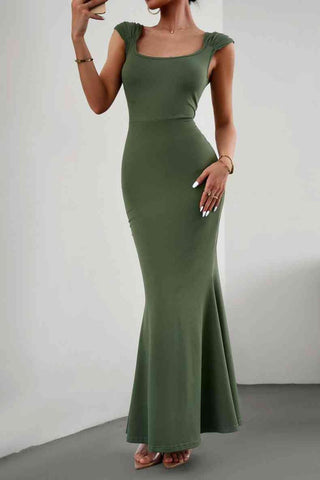 Devine Cap Sleeve Scoop Neck Maxi Dress Trendsi