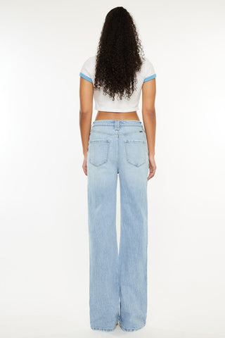 Kancan Distressed High Waist Straight Jeans Trendsi