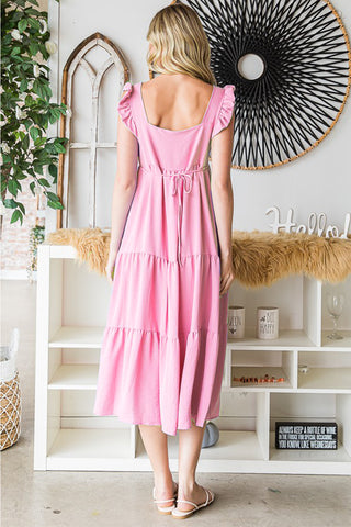 Reborn J Ruffled Sleeveless Tiered Midi Dress Trendsi