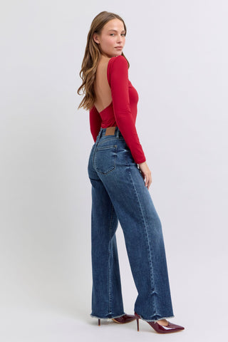 Judy Blue Full Size Raw Hem Mid Rise Jeans Trendsi