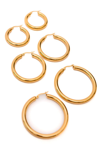 Day to Day Hoop Earrings Set in Gold - Fashion Are Us, LLC