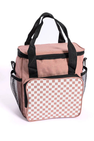 Insulated Checked Tote in Pink - Fashion Are Us, LLC