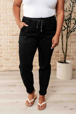 Carmen Double Cuff Joggers in Black - Fashion Are Us, LLC