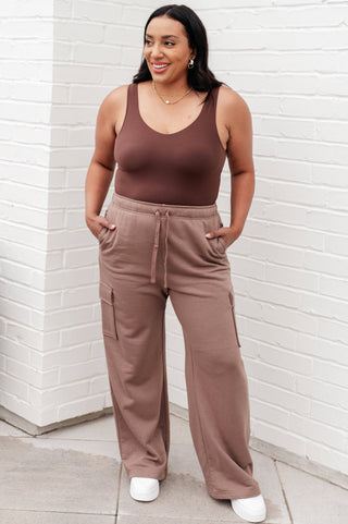 Run, Don't Walk Cargo Sweatpants in Smokey Brown - Fashion Are Us, LLC