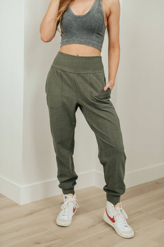 Where Are You High Rise Joggers in Olive - Fashion Are Us, LLC