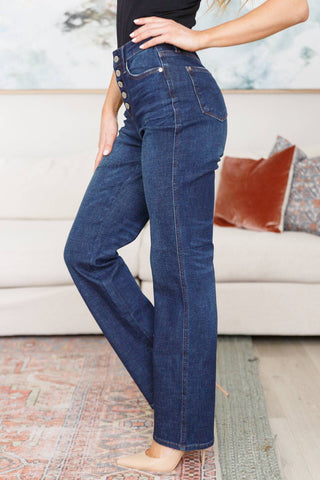 Arlo High Rise Button-Fly Straight Jeans - Fashion Are Us, LLC