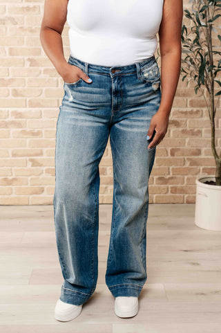 Katrina High Waist Distressed Denim Trousers - Fashion Are Us, LLC