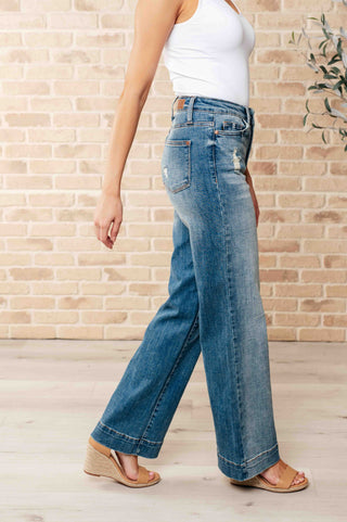 Katrina High Waist Distressed Denim Trousers - Fashion Are Us, LLC