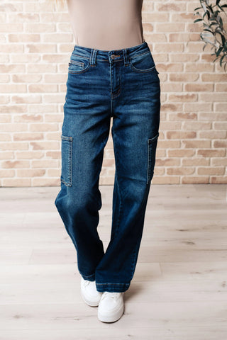 Leila High Rise Cargo Straight Jeans - Fashion Are Us, LLC