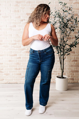 Leila High Rise Cargo Straight Jeans - Fashion Are Us, LLC