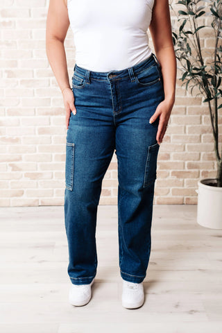 Leila High Rise Cargo Straight Jeans - Fashion Are Us, LLC