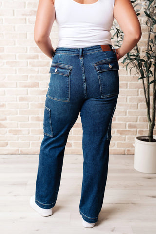 Leila High Rise Cargo Straight Jeans - Fashion Are Us, LLC