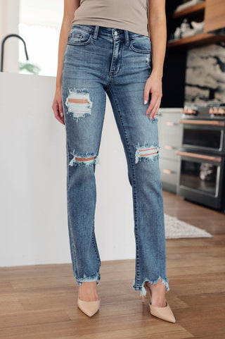 O'Hara Destroyed Straight Jeans - Fashion Are Us, LLC