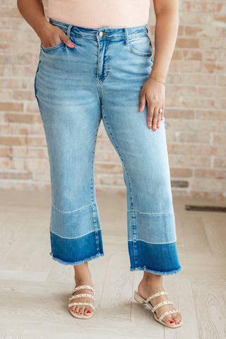 Olivia High Rise Wide Leg Crop Jeans in Medium Wash - Fashion Are Us, LLC