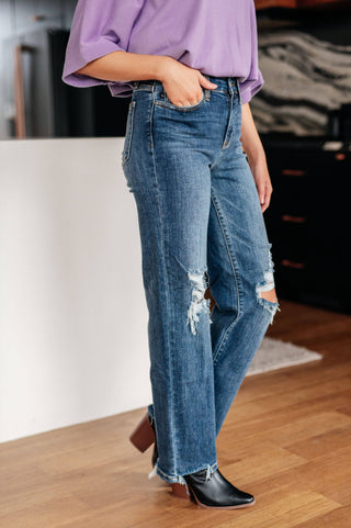 Rose High Rise 90's Straight Jeans in Dark Wash - Fashion Are Us, LLC