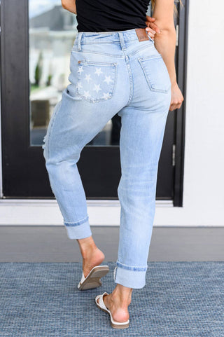 Sam Mid Rise Star Pocket Boyfriend Jeans - Fashion Are Us, LLC