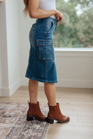 Always Be There Cargo Denim Skirt - Fashion Are Us, LLC