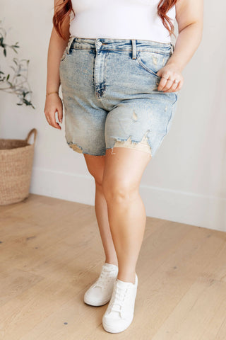 Cindy High Rise Mineral Wash Distressed Boyfriend Shorts - Fashion Are Us, LLC