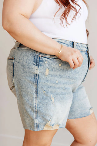 Cindy High Rise Mineral Wash Distressed Boyfriend Shorts - Fashion Are Us, LLC