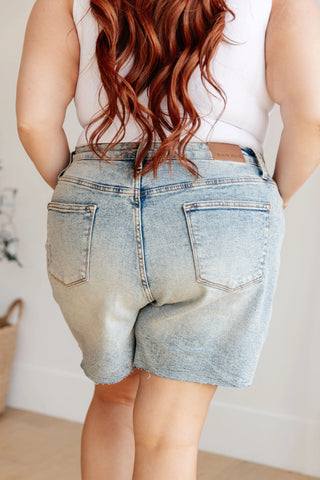 Cindy High Rise Mineral Wash Distressed Boyfriend Shorts - Fashion Are Us, LLC