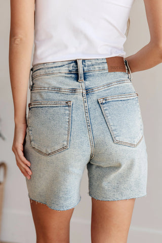 Cindy High Rise Mineral Wash Distressed Boyfriend Shorts - Fashion Are Us, LLC