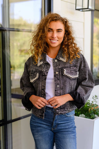 Denim And Pearls Denim Jacket - Fashion Are Us, LLC