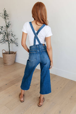 Priscilla High Rise Crop Wide Leg Denim Overalls - Fashion Are Us, LLC