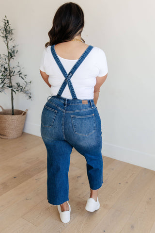 Priscilla High Rise Crop Wide Leg Denim Overalls - Fashion Are Us, LLC