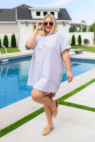 Cornelia Striped Shirt Dress - Fashion Are Us, LLC