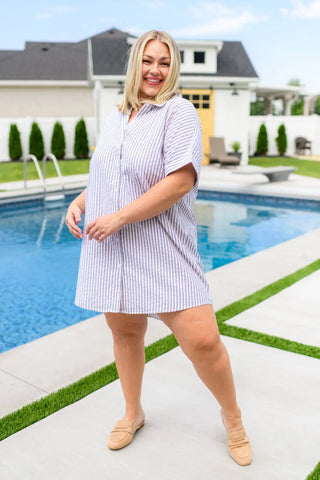 Cornelia Striped Shirt Dress - Fashion Are Us, LLC