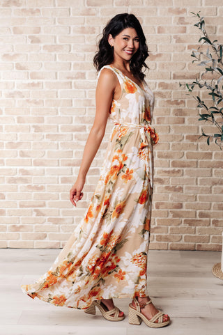 It's All Sunshine V-Neck Floral Dress in Orange - Fashion Are Us, LLC