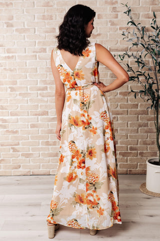 It's All Sunshine V-Neck Floral Dress in Orange - Fashion Are Us, LLC