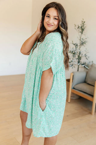 Rodeo Lights Dolman Sleeve Dress in Mint Floral - Fashion Are Us, LLC