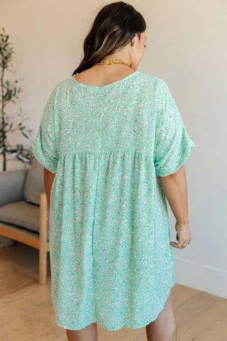 Rodeo Lights Dolman Sleeve Dress in Mint Floral - Fashion Are Us, LLC