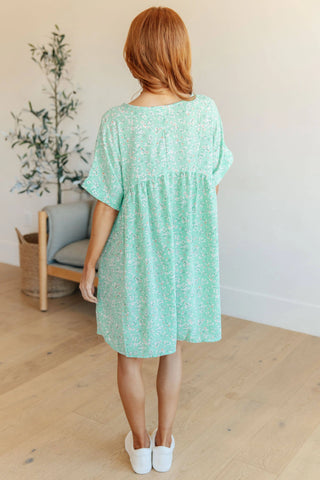 Rodeo Lights Dolman Sleeve Dress in Mint Floral - Fashion Are Us, LLC