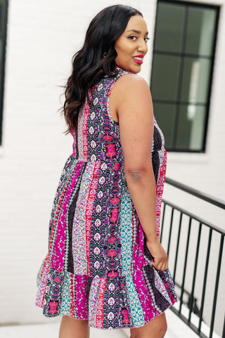 That's So Boho Mixed Print Sleeveless Dress - Fashion Are Us, LLC