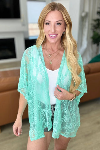 Good Days Ahead Lace Kimono In Mint - Fashion Are Us, LLC