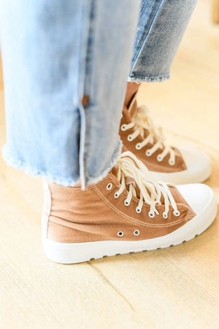 Run Me Down Velvet High Tops in Tan - Fashion Are Us, LLC