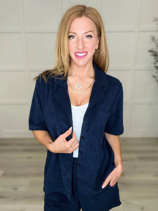 French Terry Button Down Top in Two Colors - Fashion Are Us, LLC