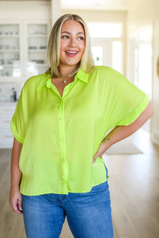 Bright Idea Button Down in Citrus - Fashion Are Us, LLC