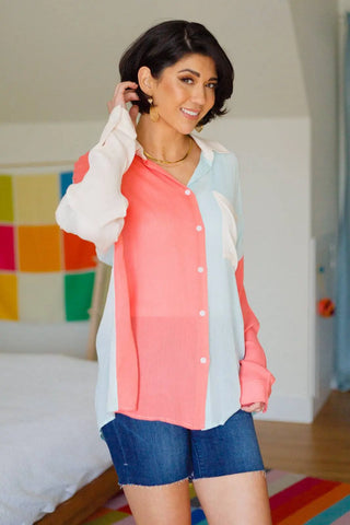 Capture The Day Two Toned Button Up - Fashion Are Us, LLC