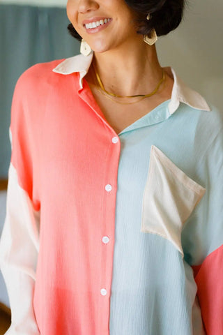 Capture The Day Two Toned Button Up - Fashion Are Us, LLC