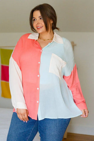 Capture The Day Two Toned Button Up - Fashion Are Us, LLC