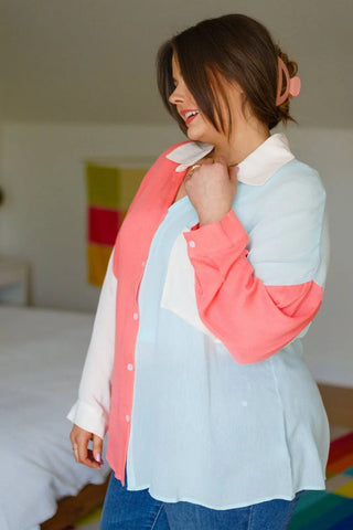 Capture The Day Two Toned Button Up - Fashion Are Us, LLC