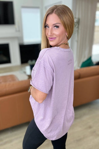 Casually Cool Patch Pocket Tee in Mauve - Fashion Are Us, LLC